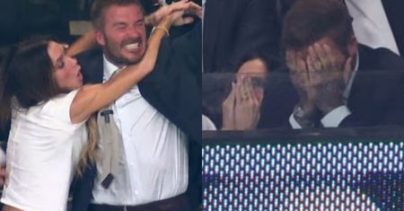 Victoria Beckham RZUCIŁA SIĘ na męża po golu Anglii. Pod koniec meczu skryli twarze w dłoniach (WIDEO)