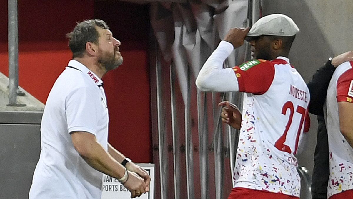 Getty Images / DeFodi Images / Contributor / Na zdjęciu: Steffen Baumgart (trener FC Koeln) i Anthony Modeste