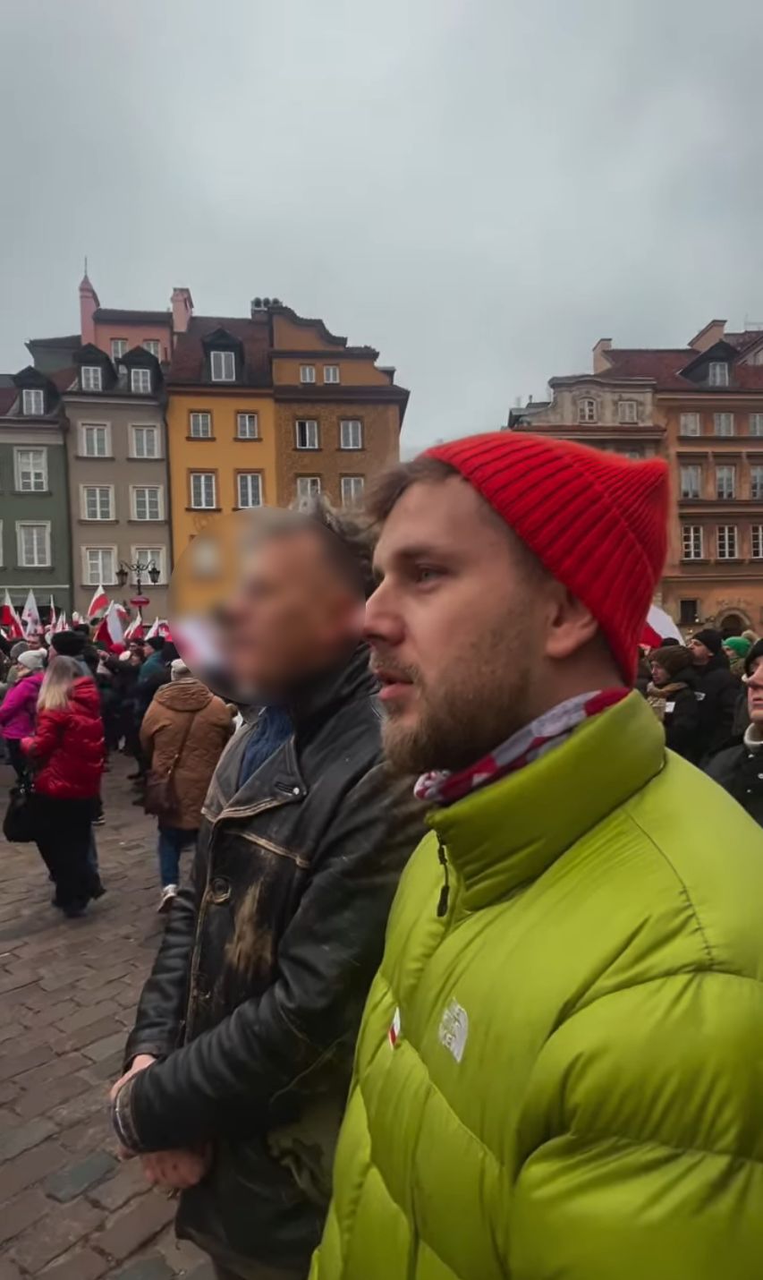 Antoni Królikowski z rodziną na proteście