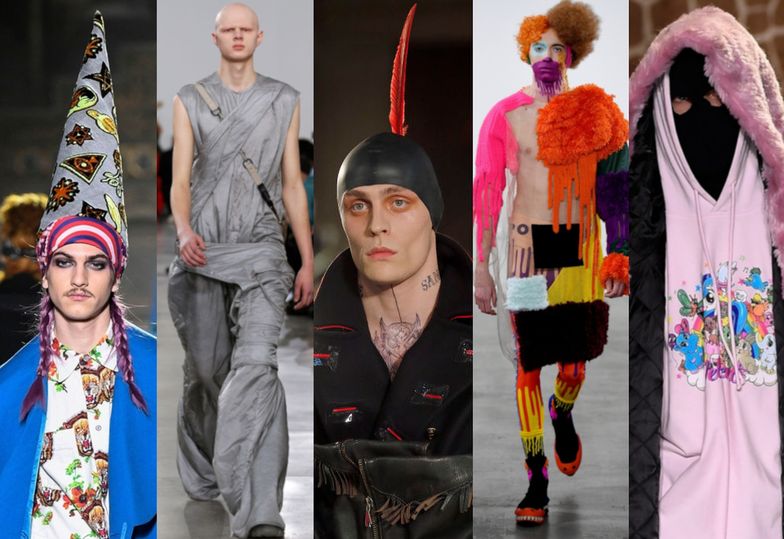Tak wygląda tydzień mody męskiej 2019: wędkarskie kapelutki, męskie suknie i czepki z pióropuszami