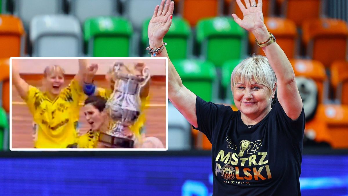 Materiały prasowe / Na głównym zdjęciu: Bożena Karkut (materiały prasowe/MKS Zagłębie Lubin), w ramce: Bożena Karkut cieszy się z wygranej w Lidze Mistrzyń (archiwum prywatne)