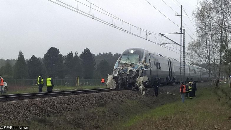 Uszkodzony w zderzeniu z ciężarówką skład Pendolino