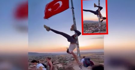 Pole dance na maszcie z flagą Turcji. Wiadomo, co jej grozi