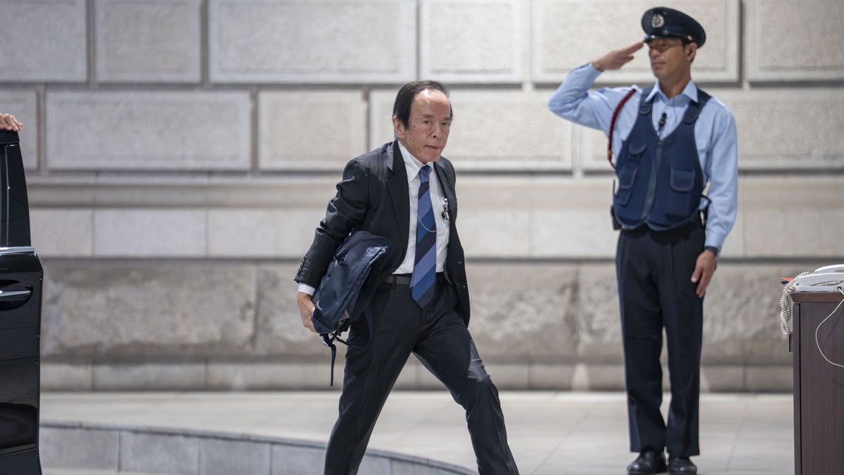 Kazuo Ueda, governor of the Bank of Japan (BOJ), arrives at the central bank's headquarters in Tokyo, Japan, on Tuesday, April 28, 2026. The Bank of Japan is widely expected to keep interest rates unchanged on Tuesday, setting up a communication challenge for Ueda as the foundering yen hovers near levels that have prompted past interventions. Photographer: Toru Hanai/Bloomberg via Getty Images