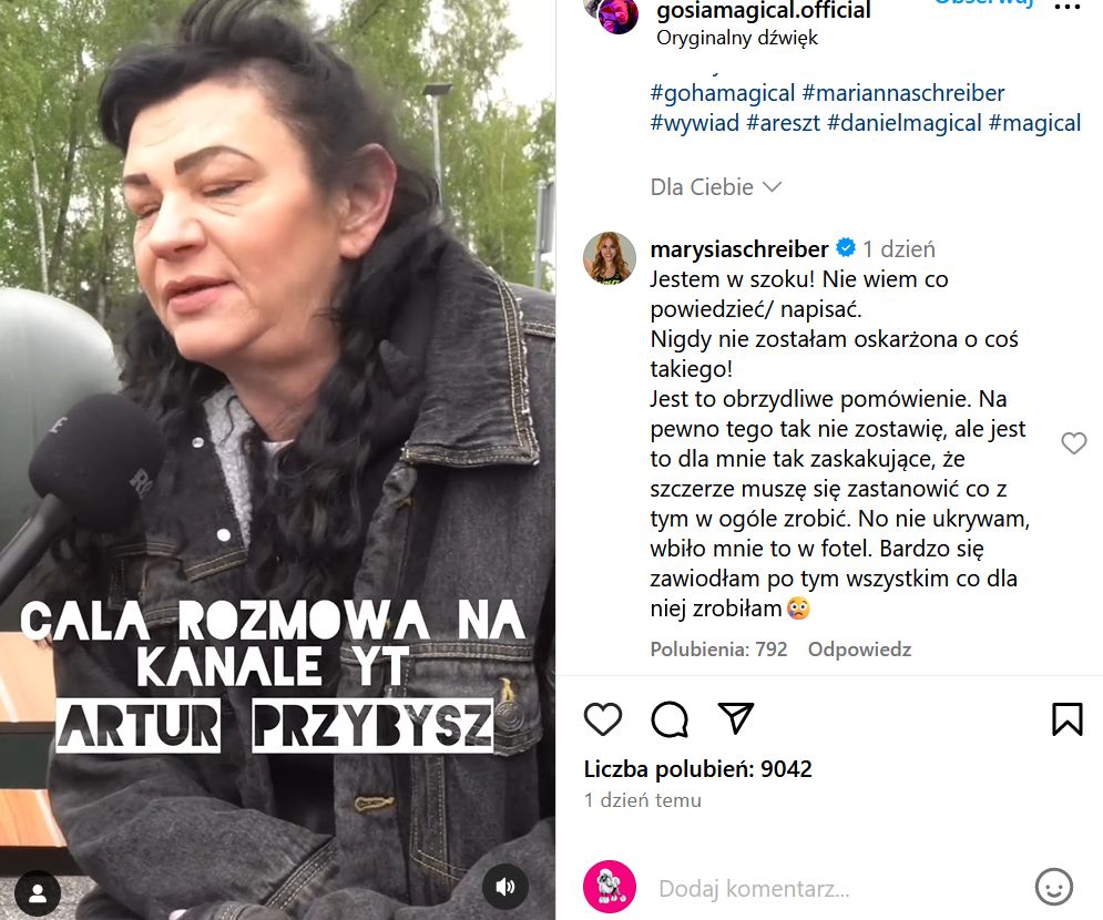 Marianna Schreiber odpiera zarzuty Gohy Magical 