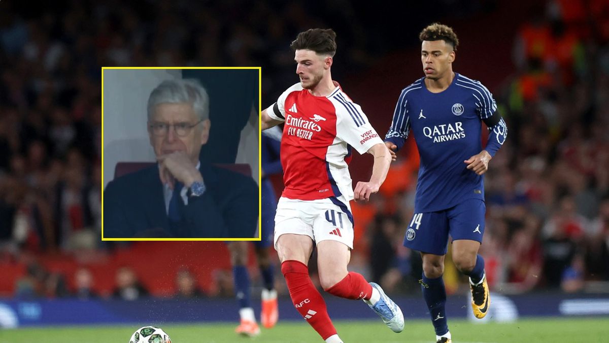   / PAP/NEIL HALL i x.com/CANALPLUS_SPORT / Na zdjęciu: Declan Rice i Arsene Wenger (w ramce)