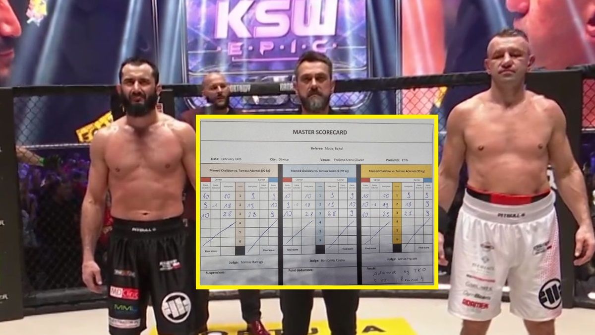 Twitter / KSW / Na zdjęciu: Tomasz Adamek i Mamed Chalidow, karty punktowe walki