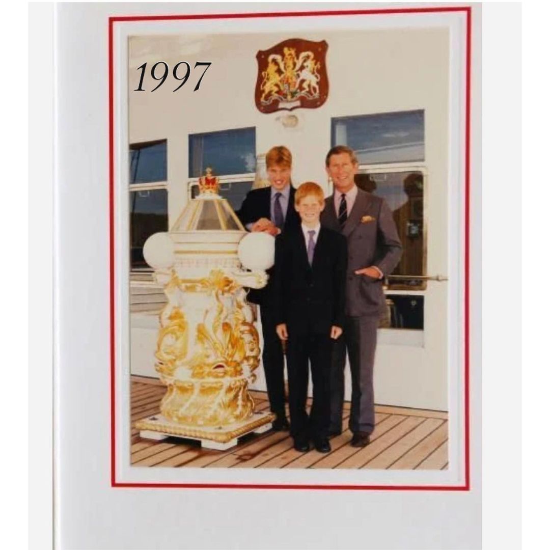 Książę Harry i książę William z księciem Karolem 1997 r.