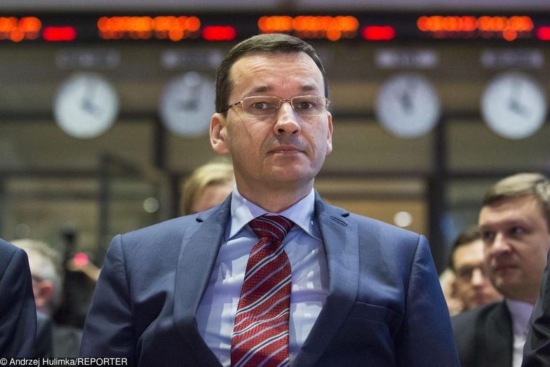 Premier Mateusz Morawiecki na warszawskiej giełdzie.