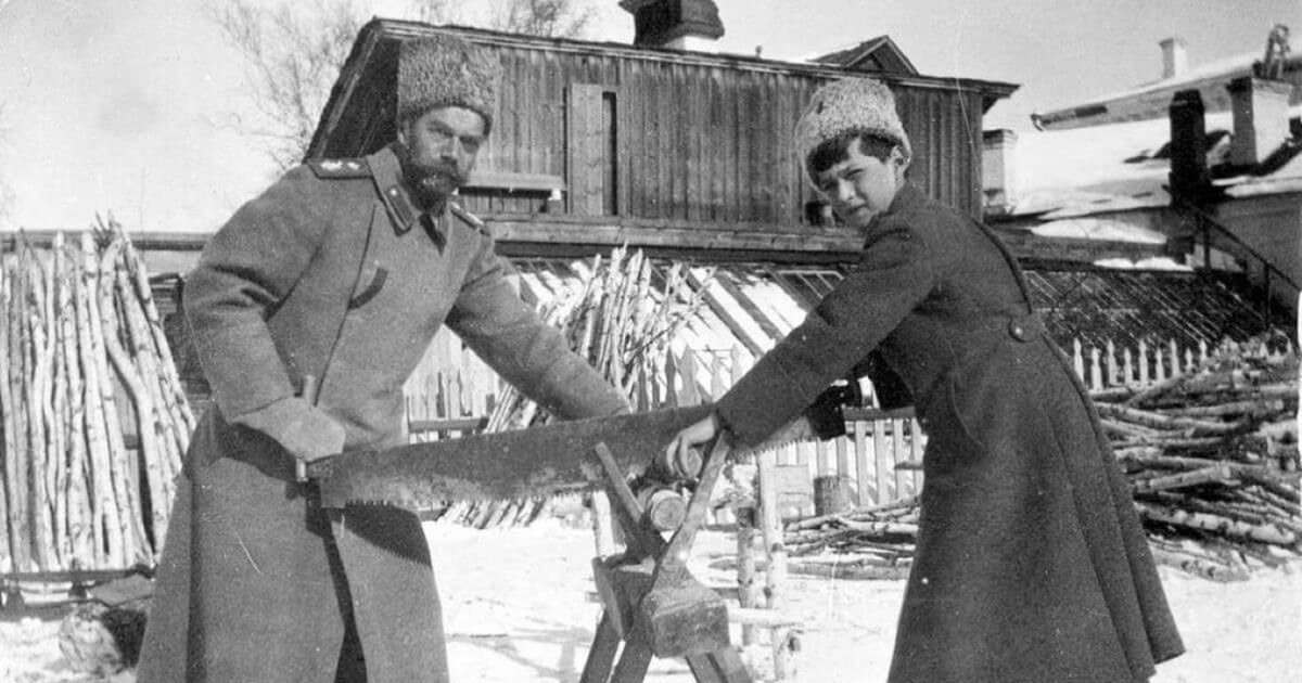 Mikołaj II Romanow z synem Aleksym