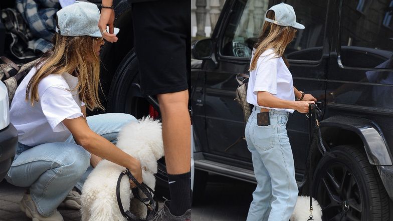 Ewa Chodakowska na spacerze z psem