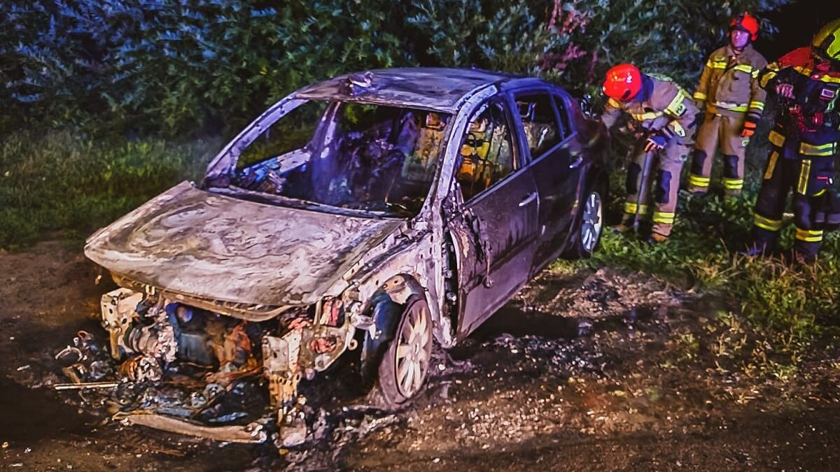Pożar samochodu na drodze serwisowej S17