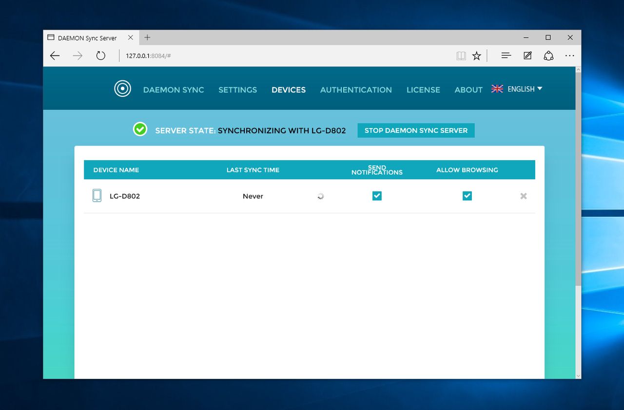 Webowy panel DAEMON Sync