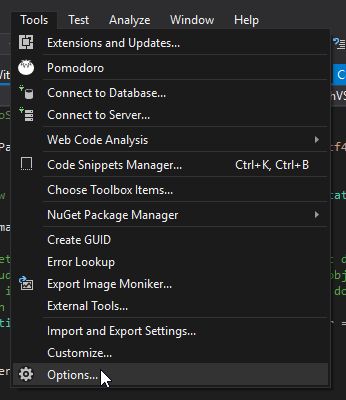 Własna konfiguracja do wtyczki w oknie opcji Visual Studio