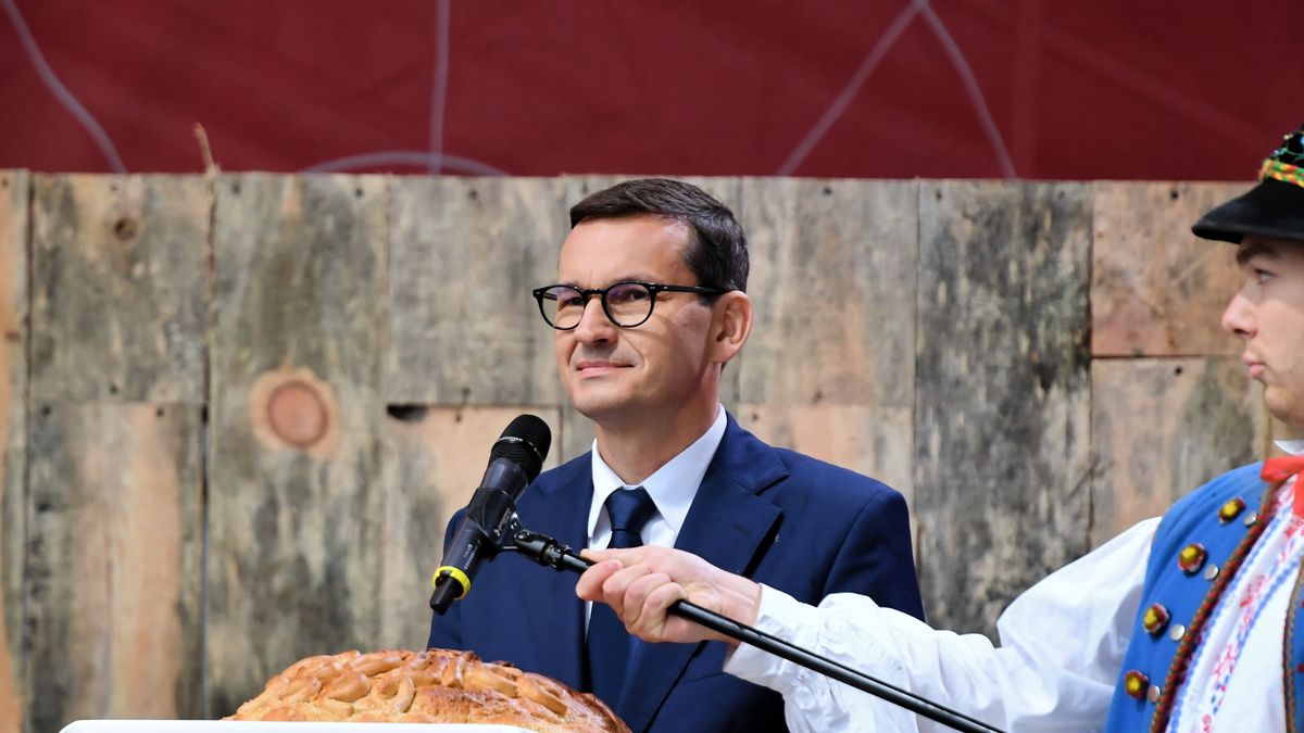 Mateusz Morawiecki na spotkaniu pod nazwą "Wdzięczni Polskiej Wsi" mówi rolnikom, jak bardzo mu na nich zależy 