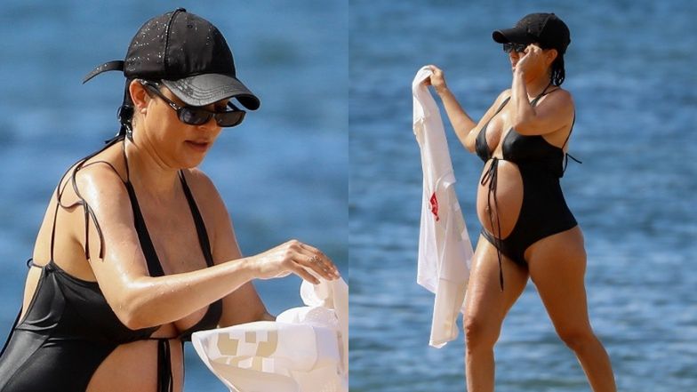 Kourtney Kardashian eksponuje OGROMNY brzuszek ciążowy na hawajskiej plaży (ZDJĘCIA)