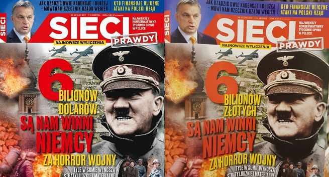 „Sieci” z błędem na okładce: 6 bln zł zamiast dol. strat wojennych ze strony Niemiec