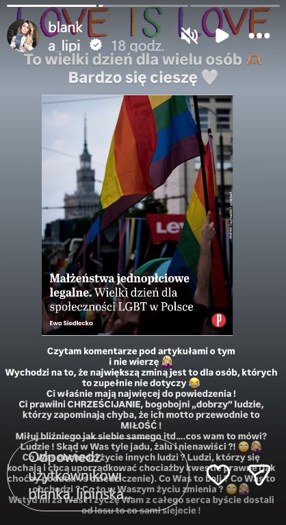 Blanka Lipińska o społeczności LGBT