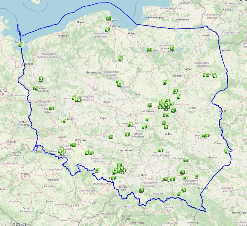 Mapa odcinkowych pomiarów prędkości