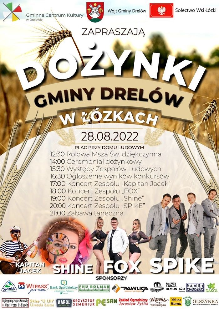 Dożynki Gminy Drelów w Łózkach 2022 - program
