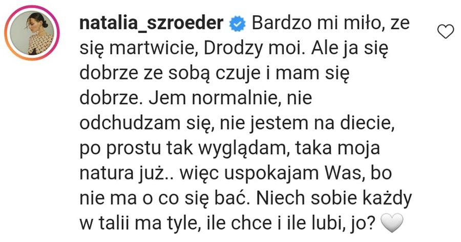 Natalia Szroeder odpowiada na komentarze