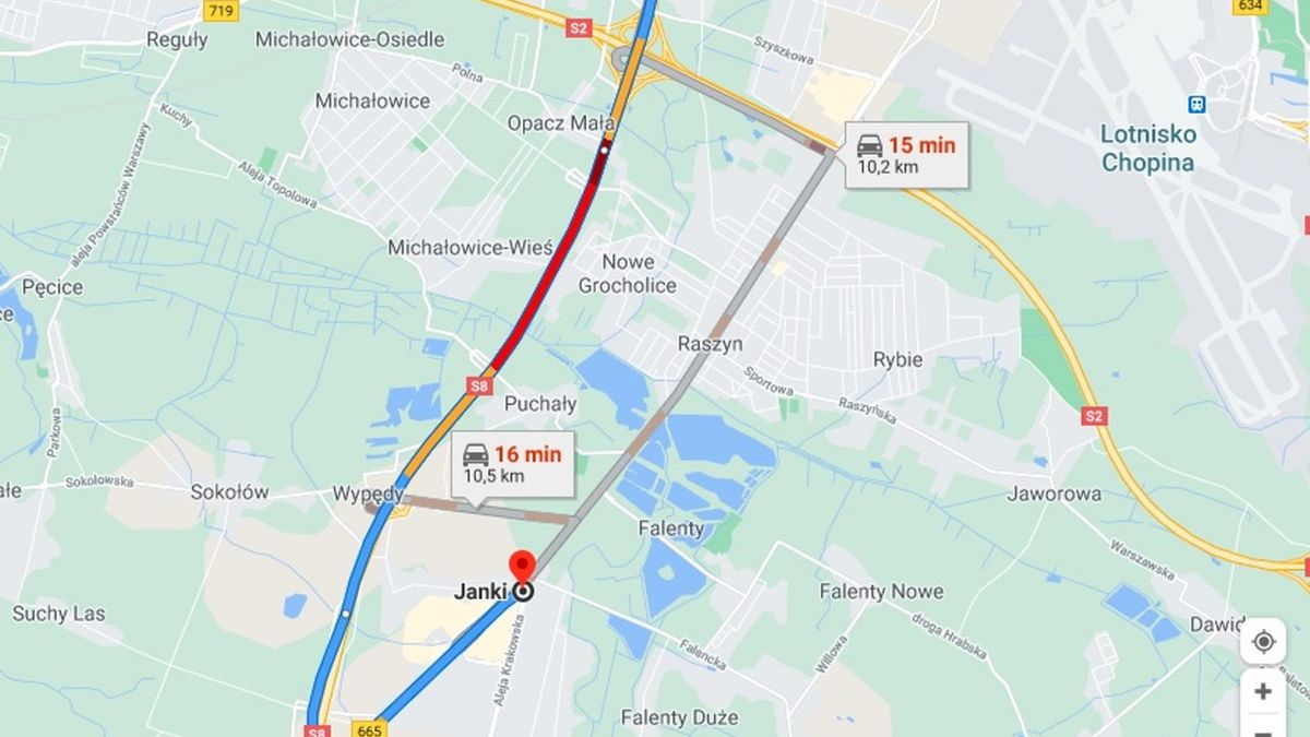 Korek na S8 może potrwać kilka godzin.