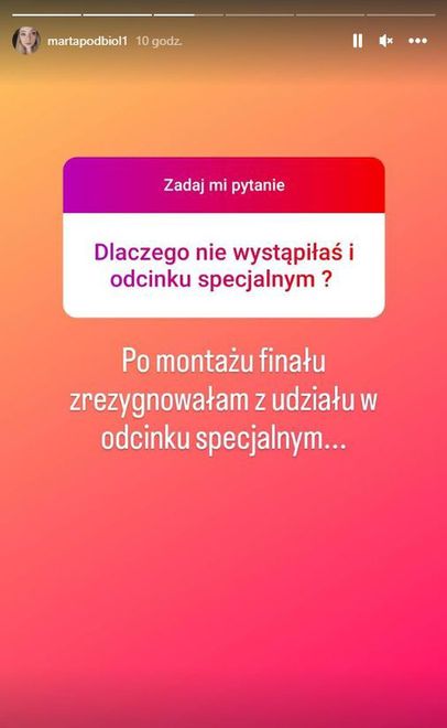 Marta tłumaczy się z jej braku w dodatkowym odcinku "Ślubu od pierwszego wejrzenia"