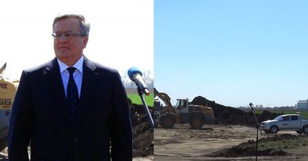 Komorowski przemawiał na tle NIEISTNIEJĄCEJ obwodnicy... BUDOWA RUSZYŁA, kiedy przyjechał