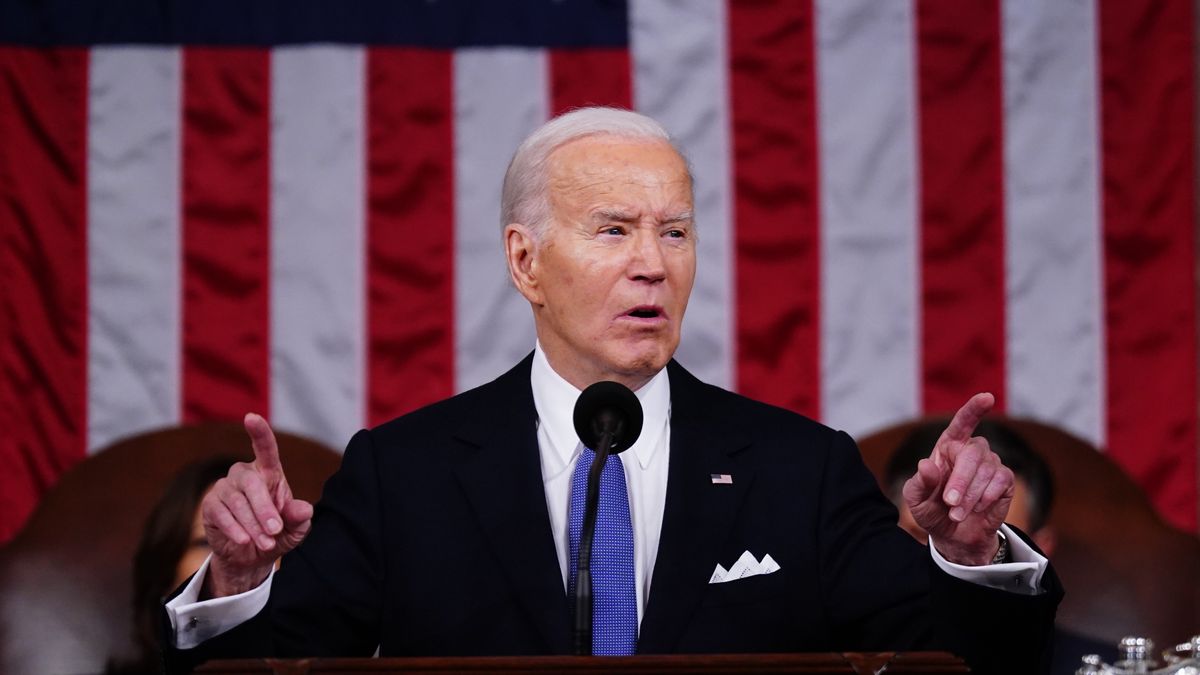 US President Joe Biden's Third State of the Union Address
epa11205883 US President Joe Biden delivers his third State of the Union address to a joint session of Congress in the House Chamber of the US Capitol in Washington, DC, USA, 07 March 2024.  EPA/SHAWN THEW / POOL 
Dostawca: PAP/EPA.
SHAWN THEW / POOL