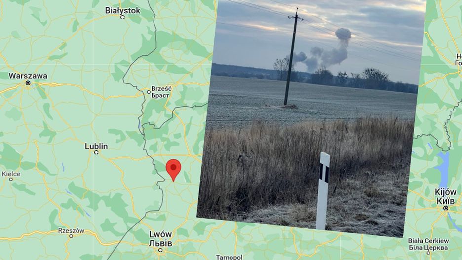 Wojna na Ukrainie rozgrywa sie coraz bliżej polski. Na fot. atak rakietowy na wojskowe magazyny we Włodzimierzu, to tylko 15 kilometrów do polskiej granicy