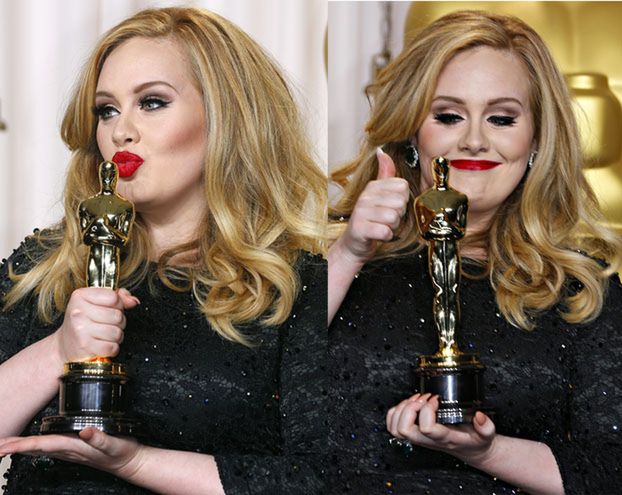 Adele całuje Oscara! PIĘKNA? (ZOBACZ ZDJĘCIA!)