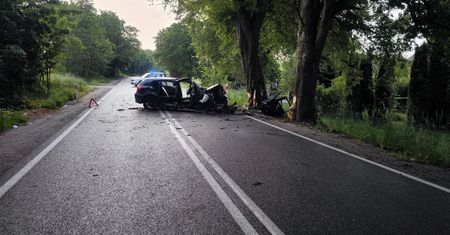 18-latek nad ranem pędził ze znajomymi wiejską drogą. BMW rozbiło się na drzewie