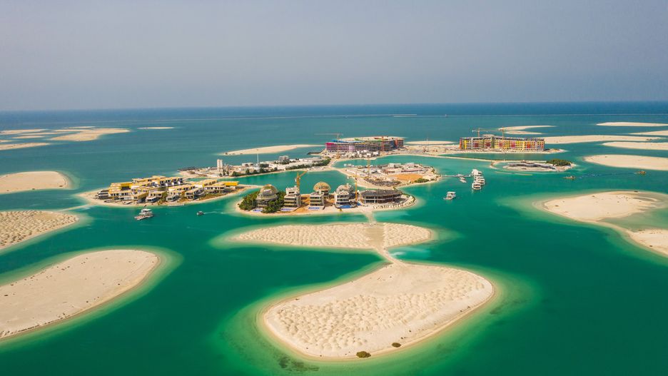 Wyspy The World w Dubaju z lotu ptaka