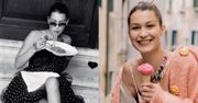 Bella Hadid pozuje z lodem i makaronem