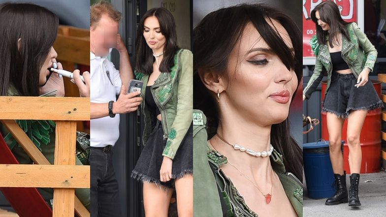 Marcela Leszczak robi sobie przerwę na pokazie mody