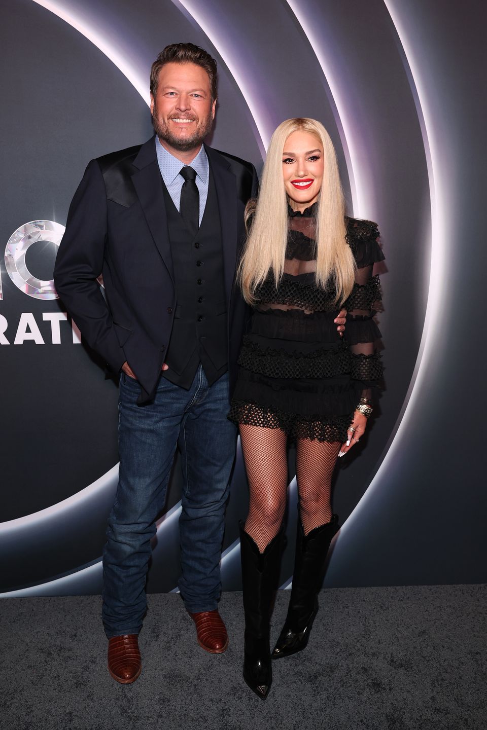 NASHVILLE, TENNESSEE - MARCH 19: Blake Shelton and Gwen Stefani attend NBC's Opry 100: A Live Celebration at The Grand Ole Opry on March 19, 2025 in Nashville, Tennessee. (Photo by Terry Wyatt/Getty Images)