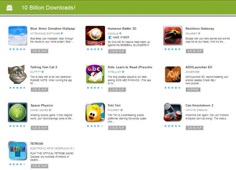 Android Market - aplikacje oraz gry za 0,10$