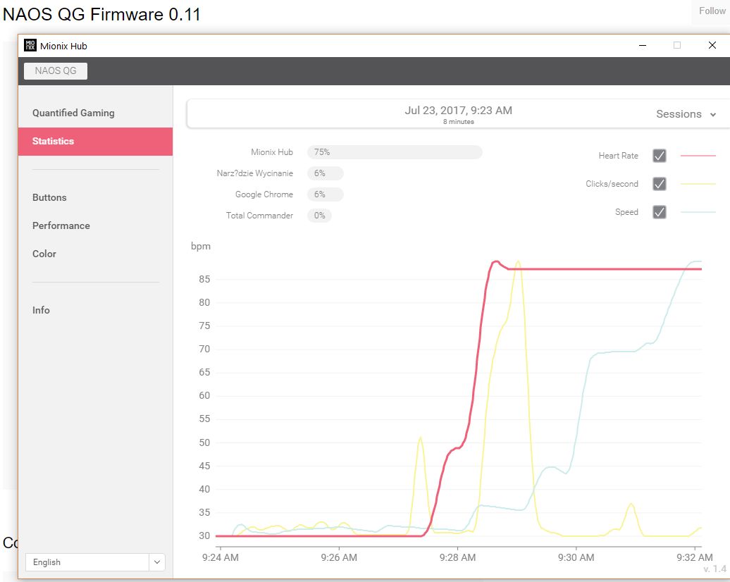 Mionix Naos QG – test myszy monitorującej szybsze bicie serca 9