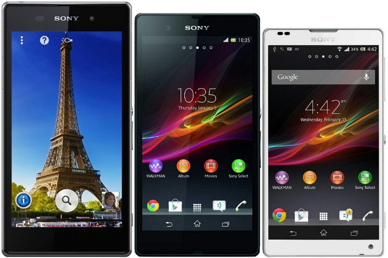 Xperia Honami obok Xperii Z i ZL, rozmiar wyznaczony na podstawie zdjęć prasowych