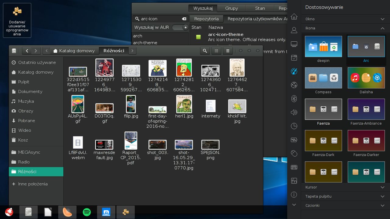 Ikony Arc w Manjaro Deepin 16.06