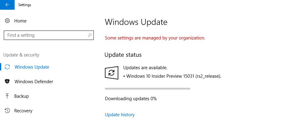 Uaktualnienie w Fast Ring: 0% przez około godzinę