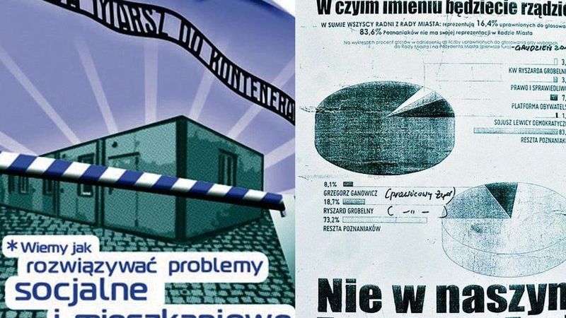 Takie plakaty można m.in. znaleźć na ulicach Poznania. Wszystkie firmowane są przez anarchistów z kolektywu Rozbrat