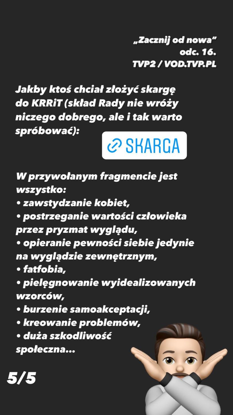 Adam Chowański - relacja na Instagramie ws. programu TVP