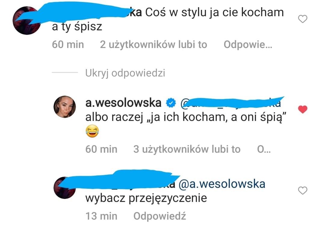 Agnieszka Wesołowska wymieniła uwagi z internautką