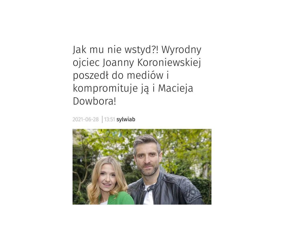 Joanna Koroniewska odpowiada na słowa ojca