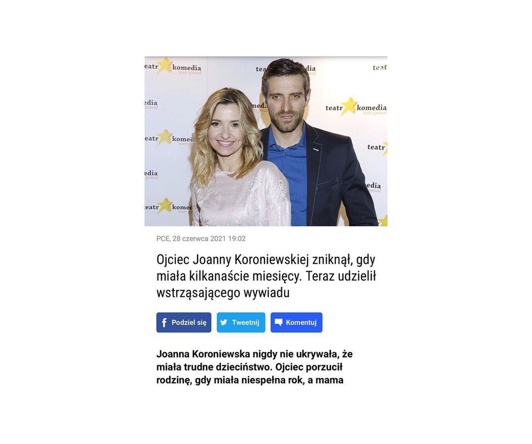 Joanna Koroniewska odpowiada na słowa ojca