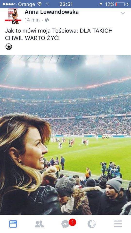 Anna Lewandowska na meczu Bayernu Monachium