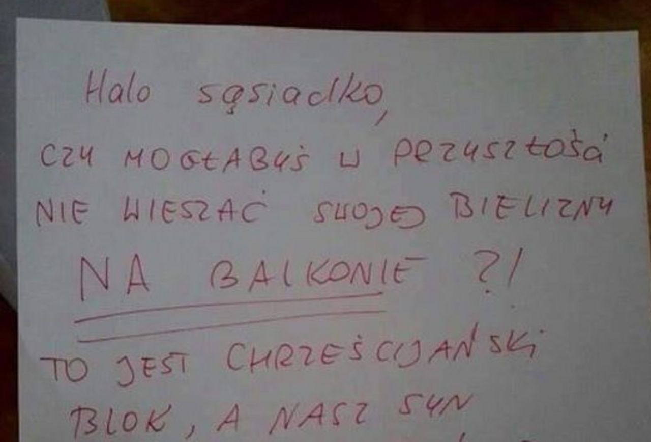 Kiedy go przeczytała, była w szoku. Oburzona sąsiadka nie żałowała wykrzykników