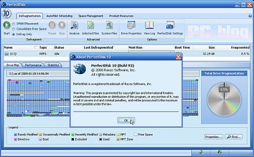 Setny build dziesiątej wersji defragmentatora PerfectDisk 2