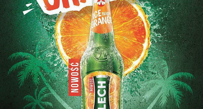 Piwo Lech Ice reklamowane w wersji Bloody Orange